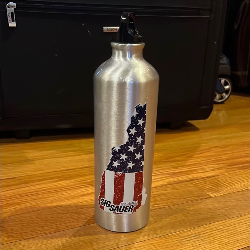 Sig Sauer Silver Aluminum Water Bottle with State of New Hampshire RWB  Design